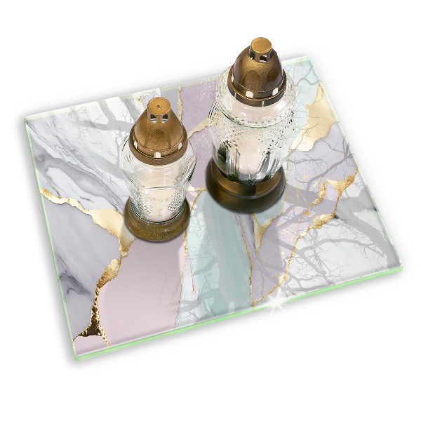 Piatto per candele con finitura in marmo pastello