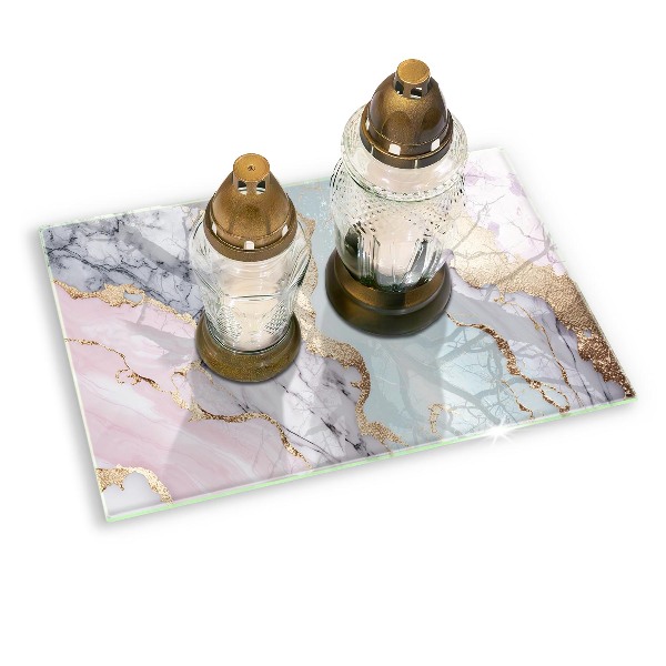 Piastra in vetro per candele tombali con motivo in marmo pastello