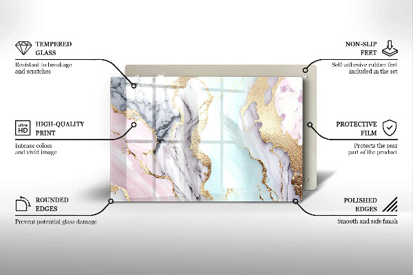 Piastra in vetro per candele tombali con motivo in marmo pastello