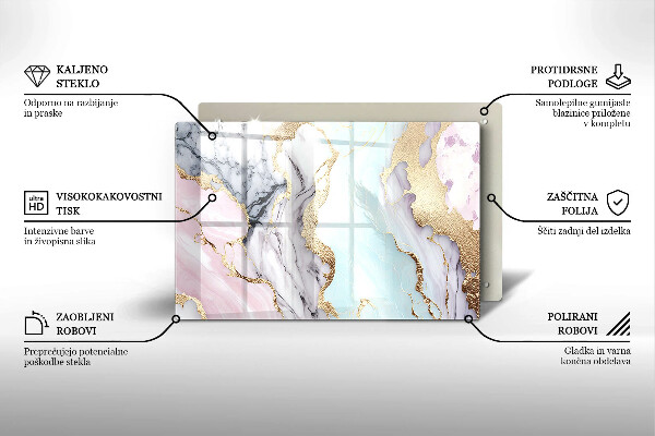 Piastra in vetro per candele tombali con motivo in marmo pastello