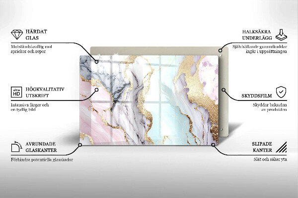 Piastra in vetro per candele tombali con motivo in marmo pastello