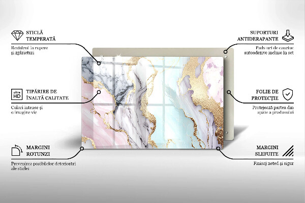 Piastra in vetro per candele tombali con motivo in marmo pastello