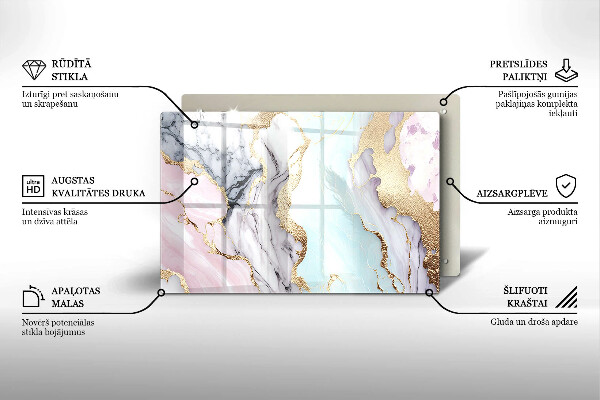 Piastra in vetro per candele tombali con motivo in marmo pastello