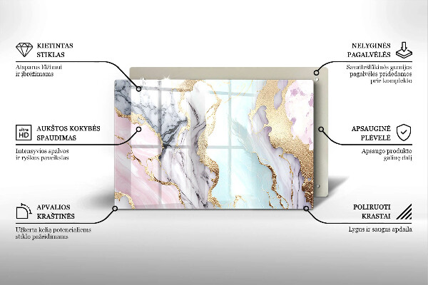 Piastra in vetro per candele tombali con motivo in marmo pastello