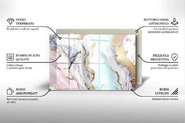 Piastra in vetro per candele tombali con motivo in marmo pastello