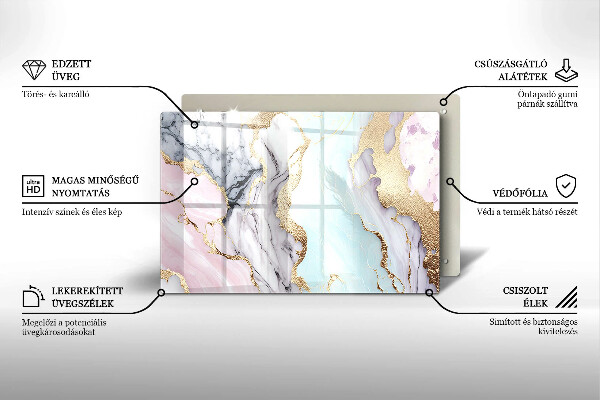Piastra in vetro per candele tombali con motivo in marmo pastello