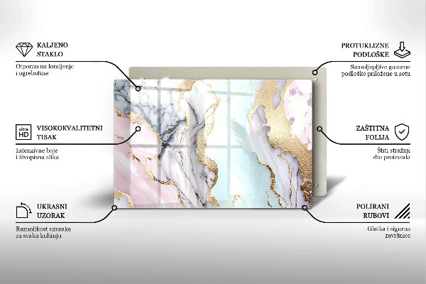 Piastra in vetro per candele tombali con motivo in marmo pastello