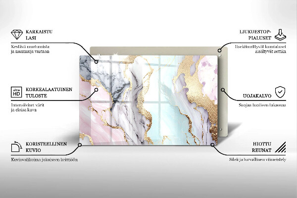 Piastra in vetro per candele tombali con motivo in marmo pastello