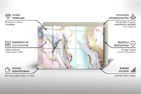 Piastra in vetro per candele tombali con motivo in marmo pastello