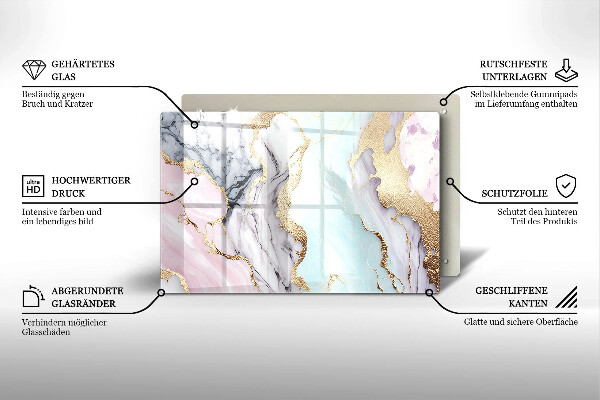 Piastra in vetro per candele tombali con motivo in marmo pastello