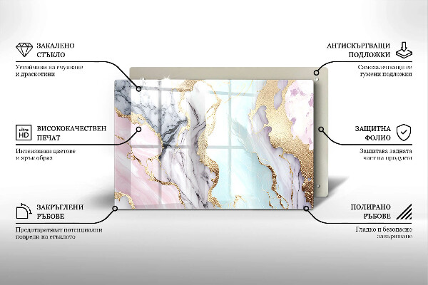 Piastra in vetro per candele tombali con motivo in marmo pastello