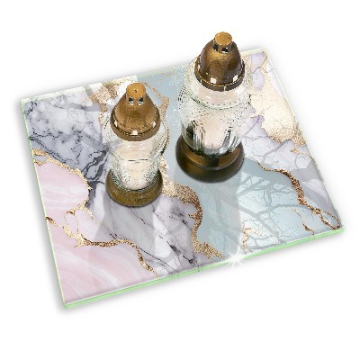 Piastra in vetro per candele tombali con motivo in marmo pastello