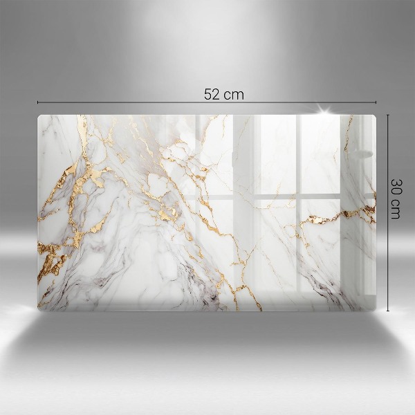 Piatto per candele in marmo chiaro con inserti dorati