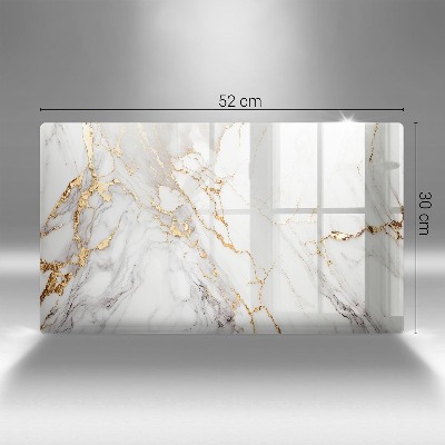 Piatto per candele in marmo chiaro con inserti dorati