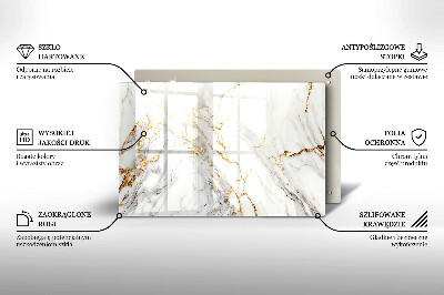 Piatto per candele in marmo chiaro con inserti dorati