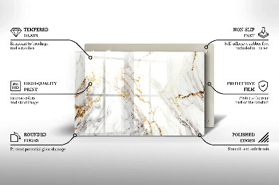 Piatto per candele in marmo chiaro con inserti dorati