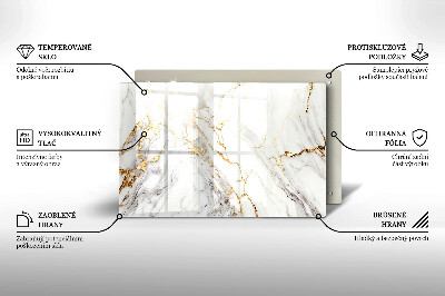 Piatto per candele in marmo chiaro con inserti dorati