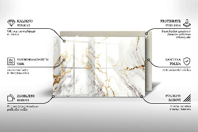 Piatto per candele in marmo chiaro con inserti dorati