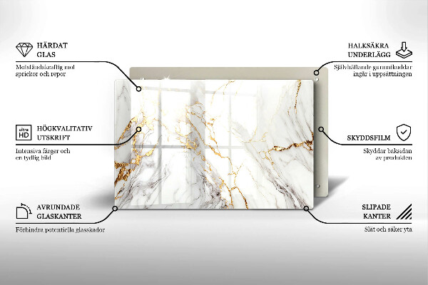 Piatto per candele in marmo chiaro con inserti dorati