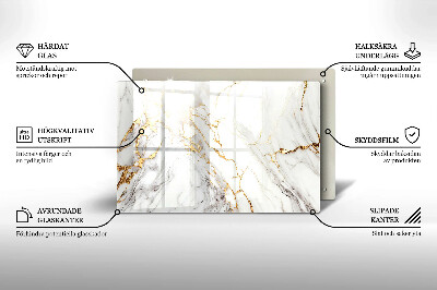 Piatto per candele in marmo chiaro con inserti dorati