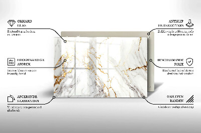 Piatto per candele in marmo chiaro con inserti dorati