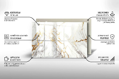 Piatto per candele in marmo chiaro con inserti dorati