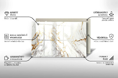 Piatto per candele in marmo chiaro con inserti dorati