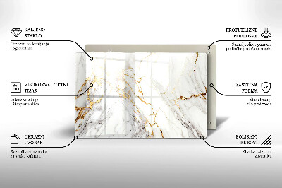 Piatto per candele in marmo chiaro con inserti dorati