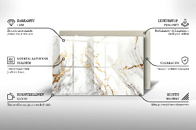 Piatto per candele in marmo chiaro con inserti dorati