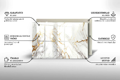 Piatto per candele in marmo chiaro con inserti dorati
