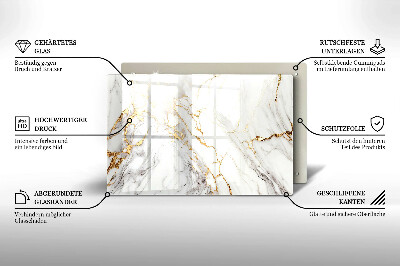 Piatto per candele in marmo chiaro con inserti dorati