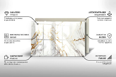 Piatto per candele in marmo chiaro con inserti dorati