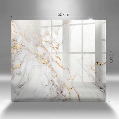 Piatto per candele in marmo chiaro con inserti dorati