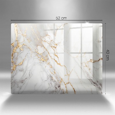 Piatto per candele in marmo chiaro con inserti dorati