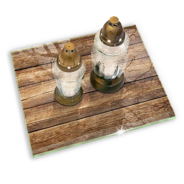 Piatto per candele con pannelli dall'effetto legno