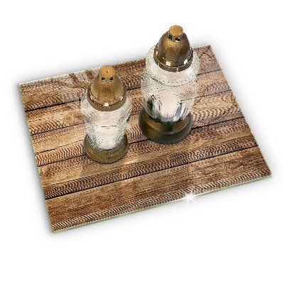 Piatto per candele con pannelli dall'effetto legno