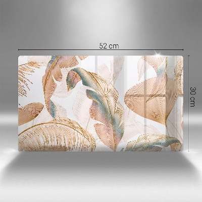 Piastra in vetro per candele tombali con decorazione di piume e foglie in stile boho