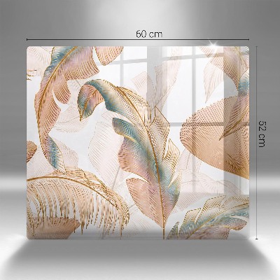 Piastra in vetro per candele tombali con decorazione di piume e foglie in stile boho