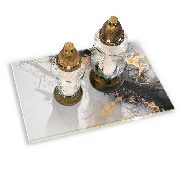 Piatto per candele con decorazione astratta con inserti dorati