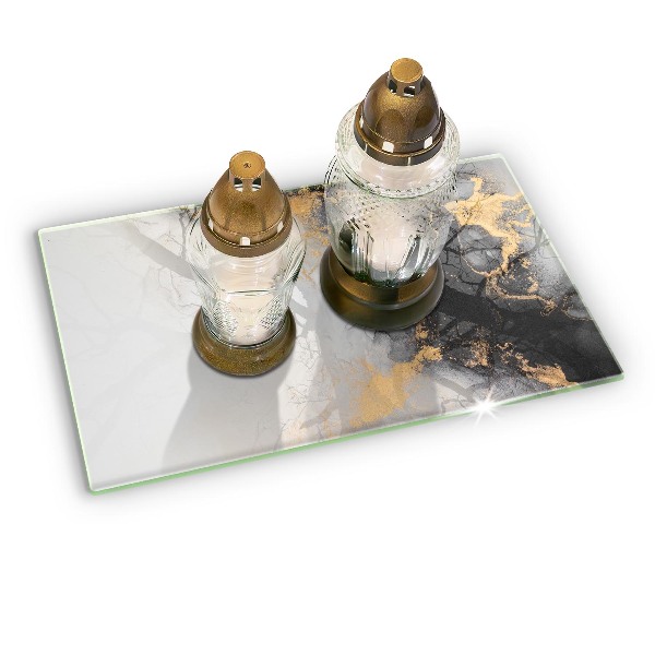 Piatto per candele con decorazione astratta con inserti dorati