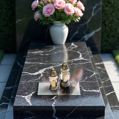 Piatto per candele con decorazione astratta con inserti dorati