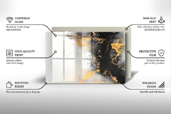Piatto per candele con decorazione astratta con inserti dorati