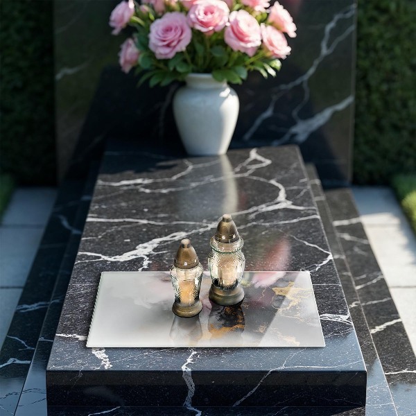 Piatto per candele con decorazione astratta con inserti dorati