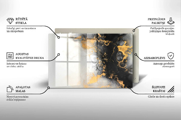 Piatto per candele con decorazione astratta con inserti dorati