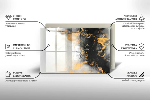 Piatto per candele con decorazione astratta con inserti dorati