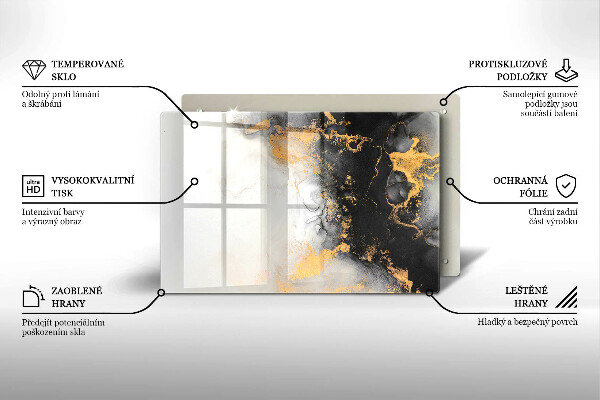 Piatto per candele con decorazione astratta con inserti dorati