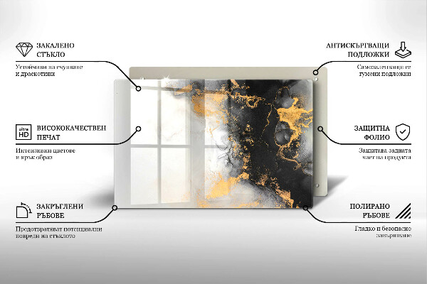 Piatto per candele con decorazione astratta con inserti dorati