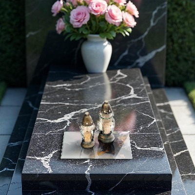 Piatto per candele con decorazione astratta con inserti dorati