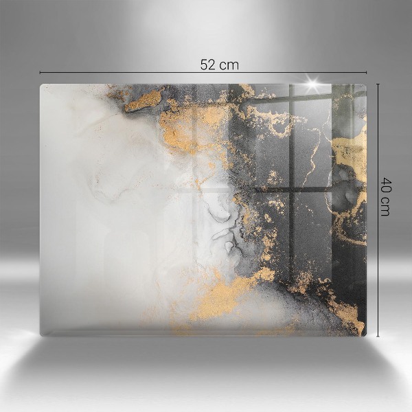 Piatto per candele con decorazione astratta con inserti dorati