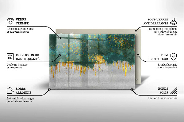 Piastra in vetro per candele tombali con decorazione astratta con dettagli dorati